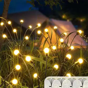 6 8 10 Cabeças Firefly LED Solar Exterior do Jardim da Decoração da Luz da Paisagem da Casa de campo Terraço Varanda Decoração da Lâmpada