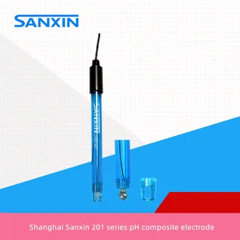 Xangai Sanxin de 201 a 201-c shell plástico pH composto eletrodo de pH, composto de eletrodos para uso em laboratório.