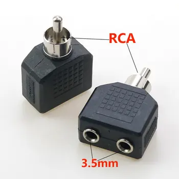 1Pcs de Áudio cabo adaptador RCA 1/2 conversão de cabo de 3,5 mm a dupla da lotus feminino de áudio fone de ouvido amplificador de potência de DVD divisor