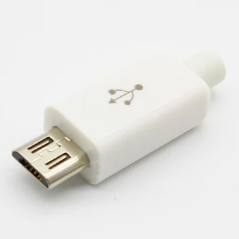 10pcs Micro USB 5PIN de Solda Tipo Plugue Macho Conectores do Carregador do USB 5P Cauda Tomada de Carregamento 4 em 1 Branco Preto