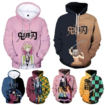 Anime Demon Slayer Moletons Camisolas Para Homens Mulheres Cartoon Impressão Kamado Nezuko Cosplay 