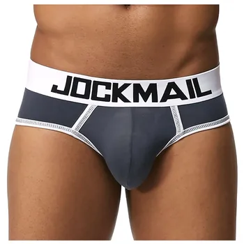 JOCKMAIL Marca Sexy Mens Underwear roupa interior de Cuecas slip homme de Baixo crescimento U convexo pênis Masculino calcinha Gay roupa interior de Algodão Respirável