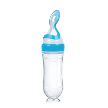 Bebê de Silicone Garrafa Colher de ventosa Garrafa de BPA livram a Garrafa de Leite para Presentes de Aniversário Presentes de Ano Novo da Venda Quente