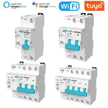 Trilho Din Tuya wi-FI de Medição Disjuntor de Vida Inteligente com Temporizador Controlo Remoto sem Fios Automático Interruptor de Religamento Mudar
