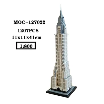 Bloco de construção MOC-127022 Chrysler Building 1:800 quebra-cabeça de bloco 1207PCS de adultos e de crianças quebra-cabeça de educação aniversário de brinquedo de presente