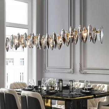 Lustres, Luzes de luxo Pingente Preto Lâmpadas de cristal longo de jantar Longa mesa de jantar, Quarto moderno Projeto de Iluminação fundos de Decoração