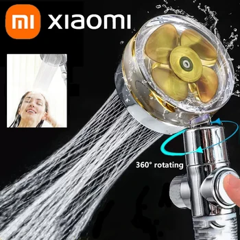 Xiaomi Pressurizado Cabeça De Chuveiro De Poupança De Água De 360 Rotação Twin Turbo-Hélice Pressurizado Fã Cabeça De Chuveiro Da Casa De Banho E Acessórios