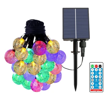 Luz Solar Cadeia , 50 Colorido Bolas de Cristal , IP65 Impermeável Para o Natal, Enfeites, Festas, Jardins
