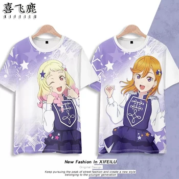 Anime LoveLive!SuperStar!! Tang Keke T-Shirt, Calções De Cosplay Traje De Estudante Verão Unisex Solta Haori Camisa Colete Tops