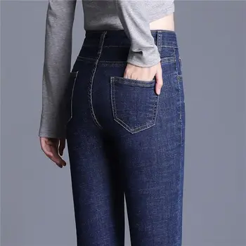 2023 Nova Moda Jeans para Mulheres Mom Jeans Preto Mulher Elástica de Alta Stretch Jeans Feminino Lavado Jeans Skinny Lápis Calças V676