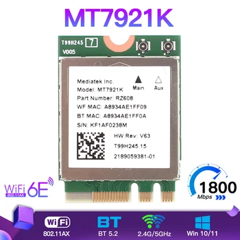 O acesso Wi-Fi gratuito 6E MediaTek MT7921k Tri banda 1800Mbps 2,4 G/5G/6G Bluetooth 5.2 WiFi 6 Placa de rede sem Fio 802.11 AX Windows 10 / 11 Que AX210