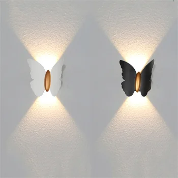 Impermeável Forma de Borboleta LED 6W Lâmpada de Parede ao ar livre de Baixo de Parede de Luz Home da Escada Quarto de Cabeceira, casa de Banho, Corredor de Decoração Sutia