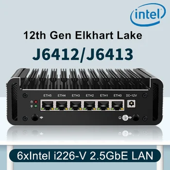 12 Gen Firewall do Roteador Elkhart Lake Celeron J6412 6x Intel i226-V 2500Mbps Nics sem ventoinha, Mini Roteador PC OPNsense Proxmox