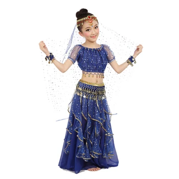 Nova Garota Crianças Traje de Dança do Ventre, Dança Oriental Trajes Dança do Ventre Bailarina Roupas de Dança Indiana da mascote Para Crianças 3pcs/set