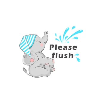 Por favor, Lave Elefante Adesivo de Parede Janela de Vidro de Banheiro Decoração Auto-adesivo Criativo Impermeável Removível anti-incrustantes