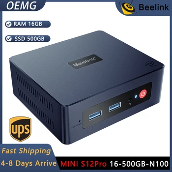 Beelink S12 Pro Mini PC - Intel N100, 16GB de RAM, 500GB SSD - Dual 4K@60fps, wi-Fi 6, BT 5.2 - Ideal para HTPC e ROS