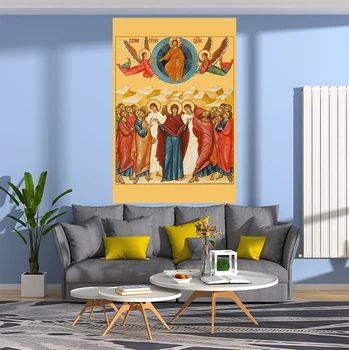 XxDeco Ortodoxa Tapeçaria De Páscoa De Cristo, A Ressurreição Ícone Impresso Pendurado Na Parede Tapetes De Quarto Ou De Casa Para A Decoração